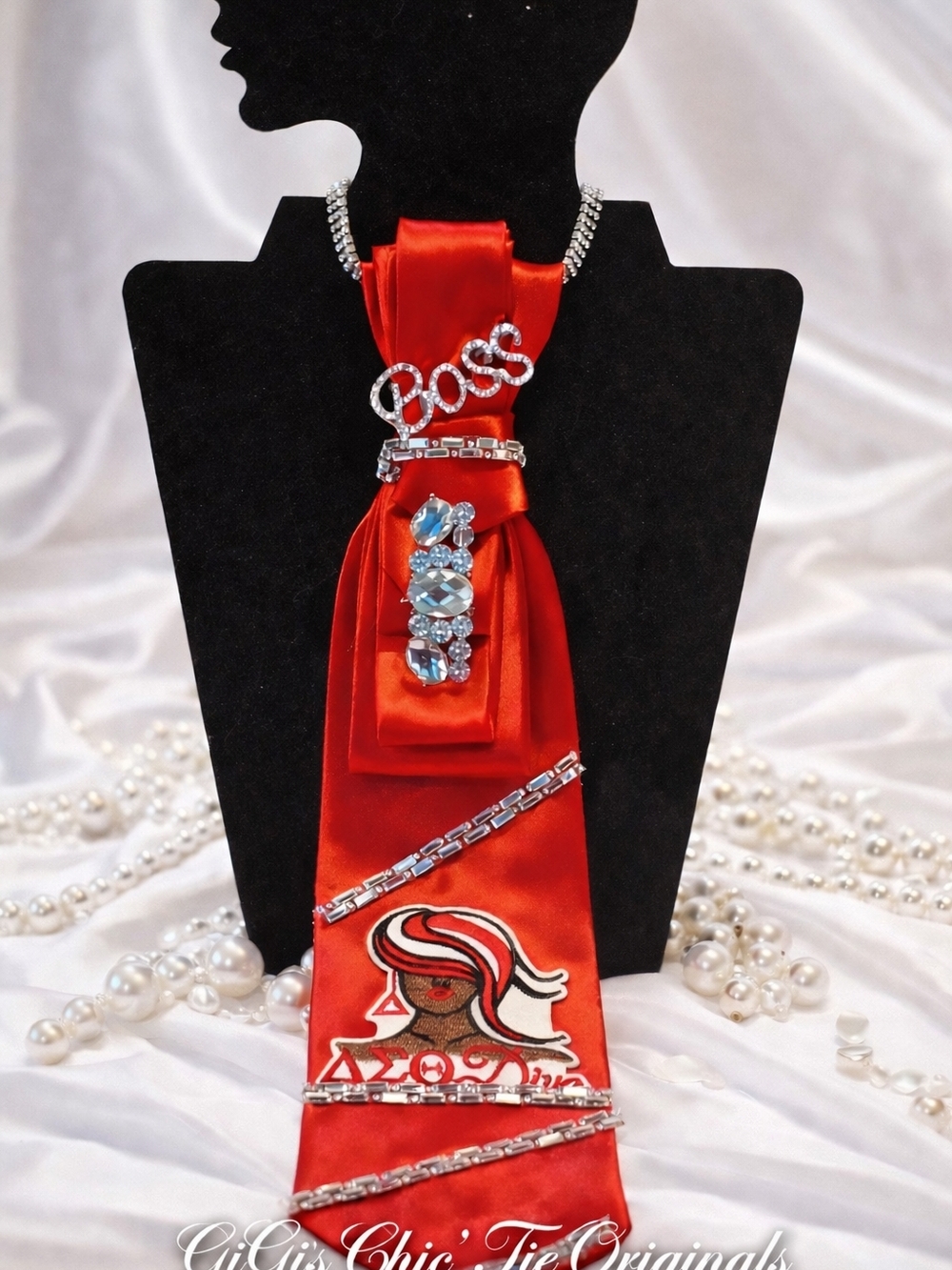 Delta Sigma Theta Soro Spirit – Red & White Dazzle Tie "Original"